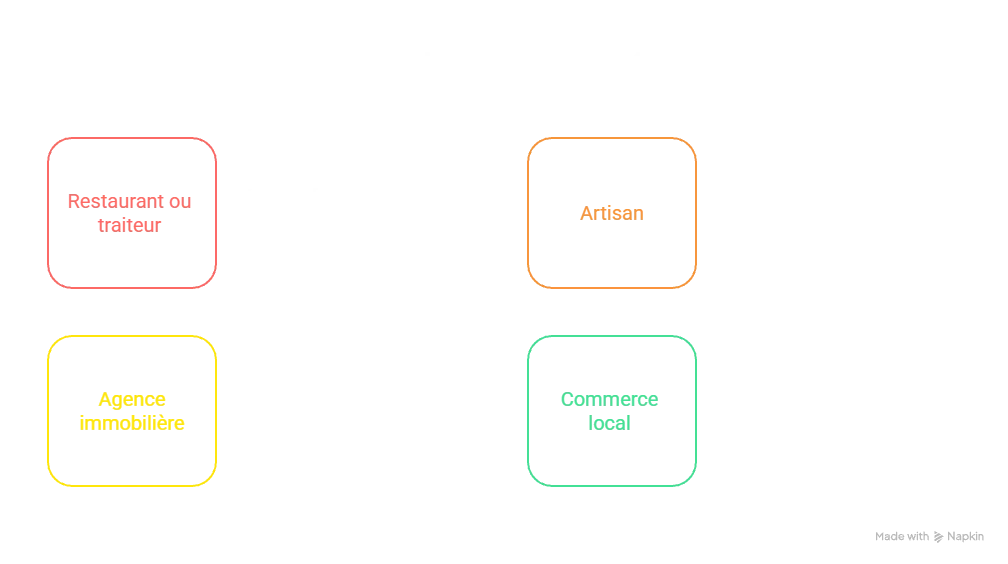 Quatre cas d'usage de Napkin AI : restaurant ou traiteur, artisan, agence immobilière, commerce local